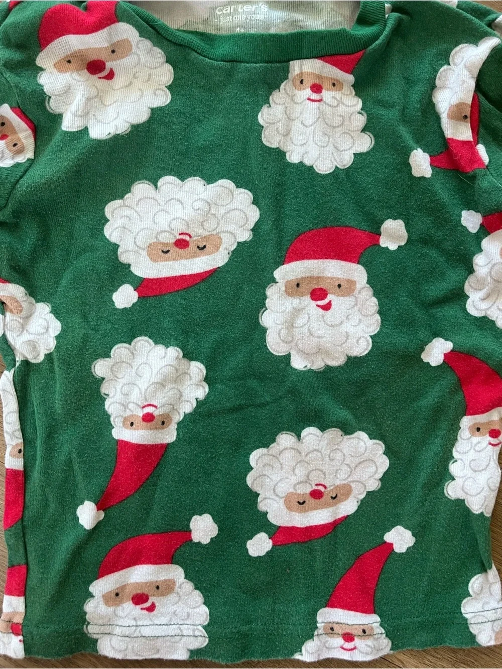 Carters Kids Green Santa Print Long-Sleeve Top